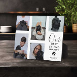 Plaque Photo Cadeau de grille de photo d'animal de compagnie 'M<br><div class="desc">Créez votre propre plaque photo de chien en utilisant ce modèle de grille photo moderne. Il suffit de télécharger vos propres photos et de personnaliser le texte. Avec le titre 'Notre meilleur ami a des pattes', une petite empreinte de patte avec un cœur au centre qui peut être changée en...</div>