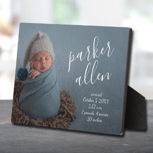 Plaque Photo Cadeau de naissance élégant pour bébé avec photo
