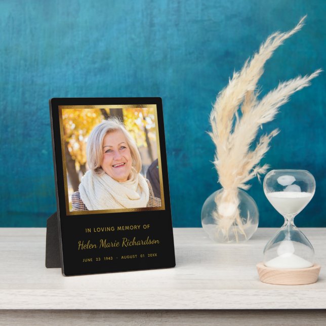 Plaque Photo Cadeau de photo commémoratif élégant moderne or (Côté)