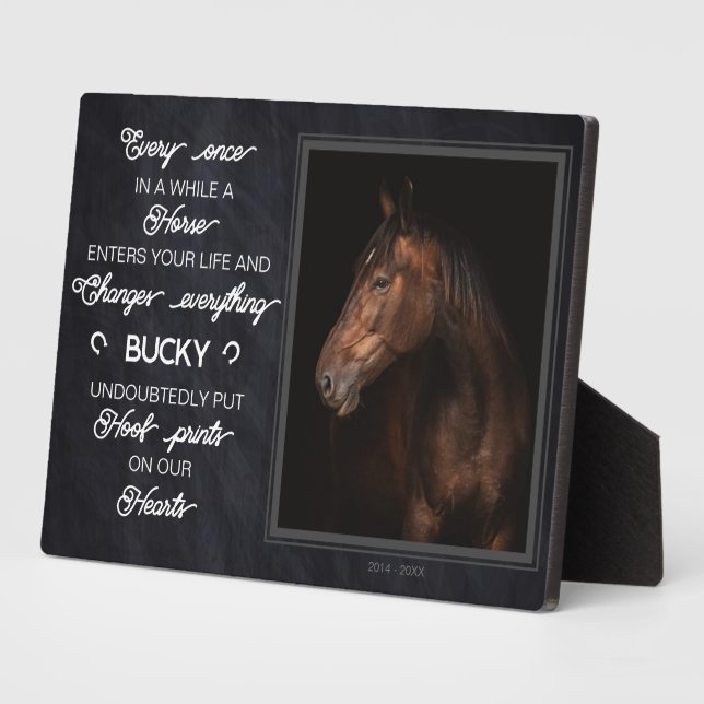 Plaque Photo Cadeau de photo de cheval personnalisé en souvenir (Côté)
