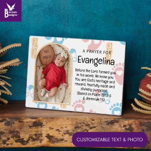 Plaque Photo Cadeau de prière chrétienne personnalisé pour bébé