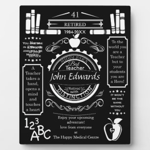Plaque Photo cadeau de retraite d'enseignant pour le patron, se