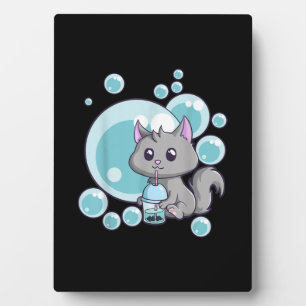 Plaque Photo Cadeau de thé bulle de chat   Funny Boba Tea Cats 