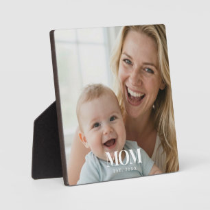 Plaque Photo Cadeau Photo Typographie Blanche MOM Établie