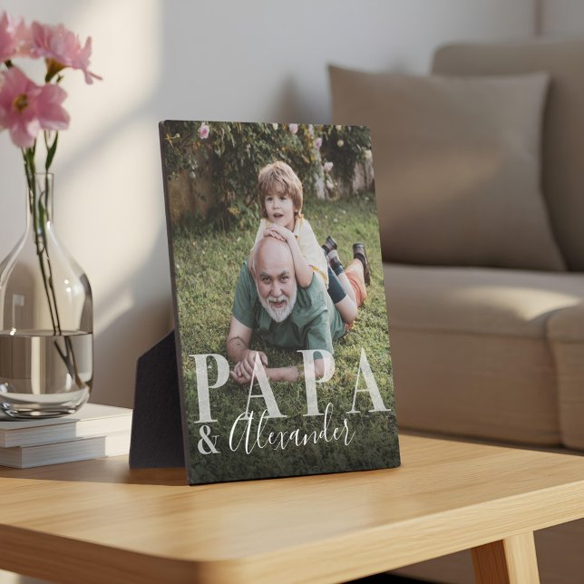 Plaque Photo Cadeau pour garde photo Papa & Grandchild (Gift for Papa & Grandchild Photo Keepsake Plaque)