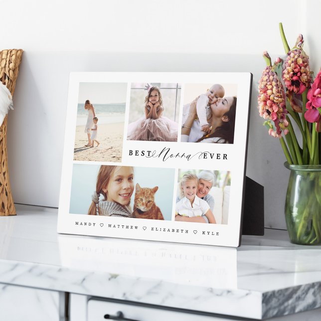 Plaque Photo Cadeau pour la meilleure Nonna de tous les temps C (Gift For Best Nonna Ever Family Photo Collage Plaque)