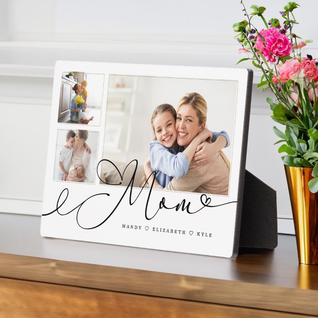 Plaque Photo Cadeau pour maman | Collage photo de la fête des m (Gift for Mom | Mother's Day 3 Photo Collage Plaque)