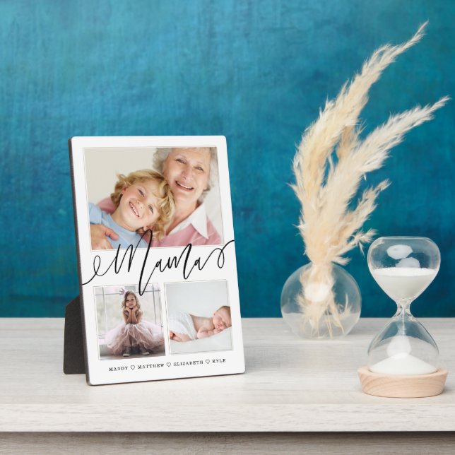 Plaque Photo Cadeau pour maman | Grandchildren 3 Photo Collage (Côté)