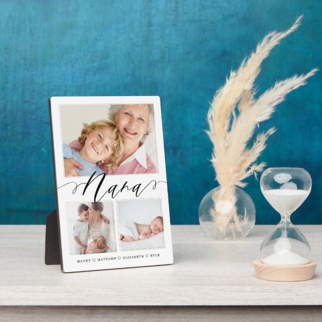 Plaque Photo Cadeau pour Nana | Grandchildren 3 Photo Collage (Côté)