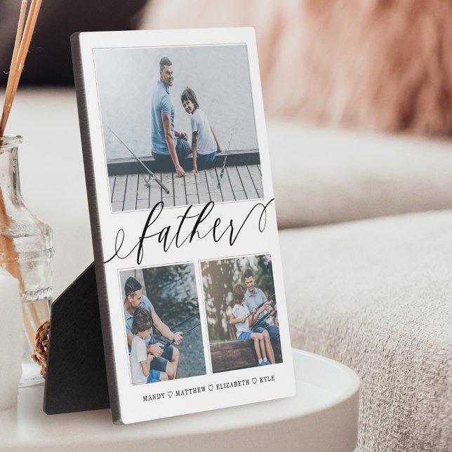 Plaque Photo Cadeau pour père | Histoires de famille 3 Collage  (Créateur téléchargé)