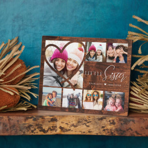 Plaque Photo Cadeau Pour Petite Soeur 7 Photo Collage Woodgrain