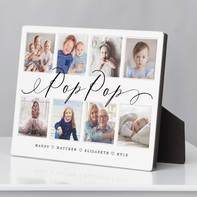 Plaque Photo Cadeau pour Pop Pop Pop | Collage photo pour petit (Gift for Pop Pop | Grandchildren Photo Collage Plaque)