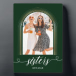 Plaque Photo Cadeau Soeurs Cadeau Gold personnalisé Vert texte<br><div class="desc">Cadeau Soeurs Cadeau Gold personnalisé Vert texte personnalisé</div>