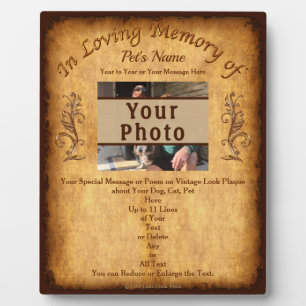 Plaque Photo Cadeaux commémoratifs pour animaux de compagnie un