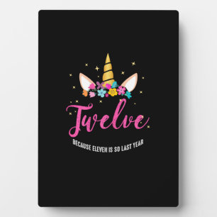Plaque Photo Cadeaux de fille pour 12 ans Licorne 12e anniversa