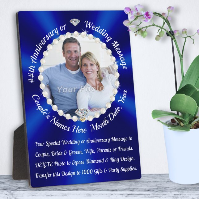 Plaque Photo Cadeaux personnalisés pour anniversaire de mariage (Personalized Wedding Anniversary Gifts. 10 year wedding anniversary gift for wife. 45th anniversary.)