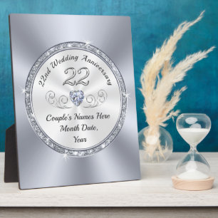 Plaque Photo Cadeaux personnalisés pour le 22e anniversaire du