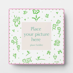 Plaque Photo cadre de fleur vert et rose