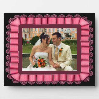Plaque Photo Cadre de ruban en dentelle rose photo Mariage pers