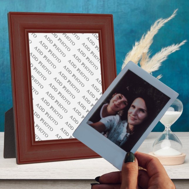 Plaque Photo Cadre en bois brun foncé Image Ajoutez votre photo (Créateur téléchargé)