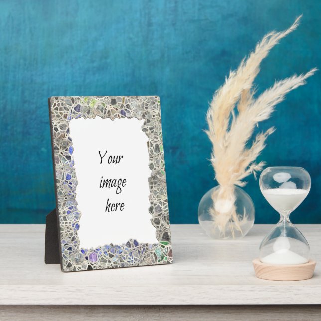 Plaque Photo Cadre en mosaïque bleue (Côté)