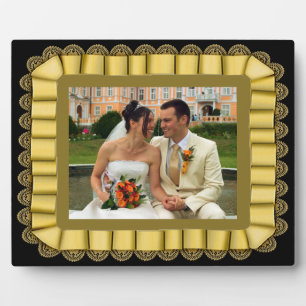 Plaque Photo Cadre en ruban en dentelle or photo Mariage person