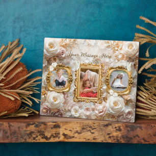 Plaque Photo Cadre photo Collage Baroque Fleurs en Or Soft