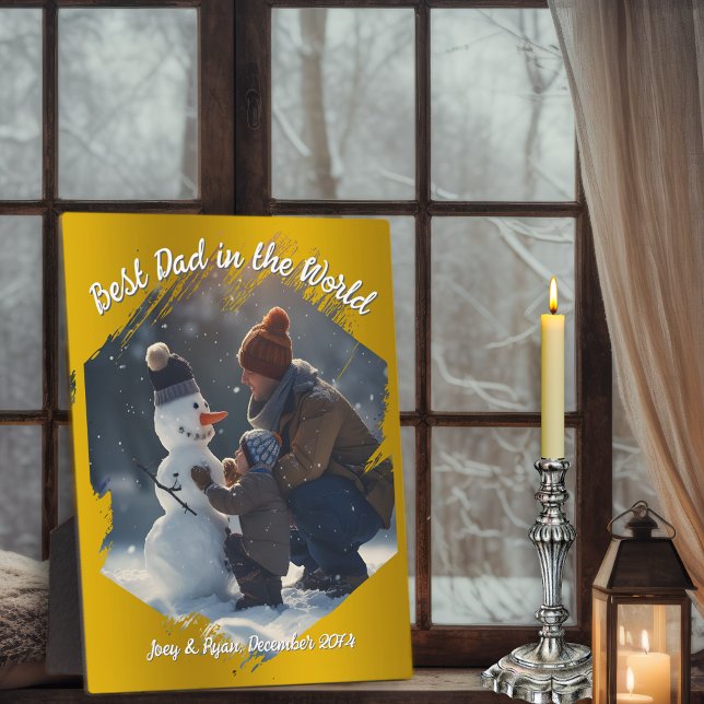 Plaque Photo Cadre photo coup de pinceau Fond doré (Créateur téléchargé)