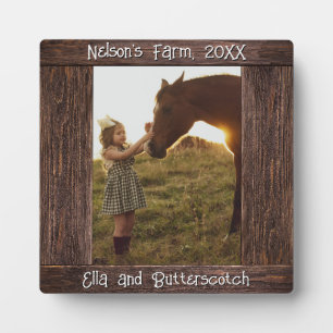 Plaque Photo Cadre photo en bois marron rustique 5,25" carré