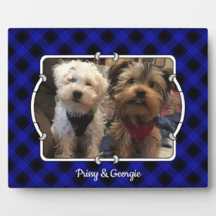 Plaque Photo Cadre Photo Personnalisé Cute Classic Bleu & Noir 