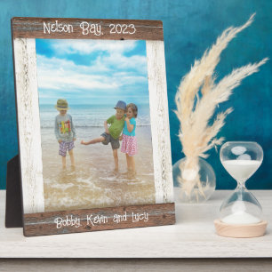 Plaque Photo Cadre photo Rustique Marron Blanc Plage Bois 8x10