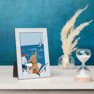 Plaque Photo - Cadre Vertical - Plaid Marlin Bleu