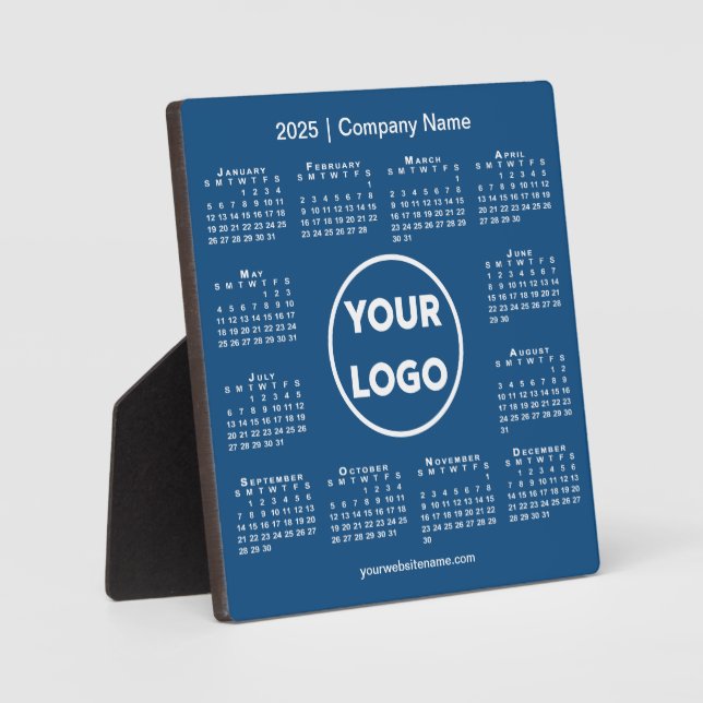 Plaque Photo Calendrier 2025 Entreprise Logo Blue Business (Recto)