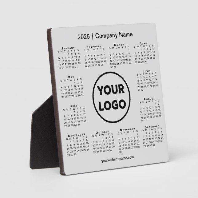 Plaque Photo Calendrier 2025 Entreprise Logo Grey Business (Recto)
