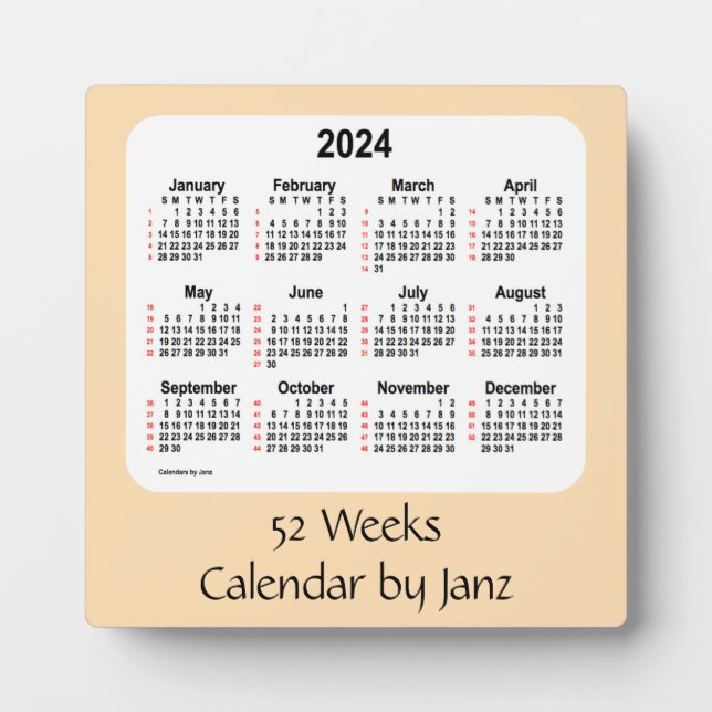 Plaque Photo Calendrier de 52 semaines 2024 pour le blé par Jan (Devant)