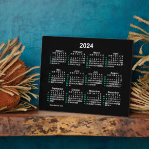 Plaque Photo Calendrier de bureau ISO 2024 Neon 52 semaines par