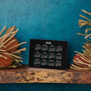 Plaque Photo Calendrier de bureau ISO 2024 Neon 52 semaines par