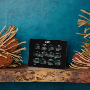 Plaque Photo Calendrier de bureau ISO 2025 Neon 52 semaines par