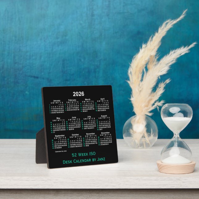 Plaque Photo Calendrier de bureau ISO 2026 Neon 52 semaines par (Insitu)