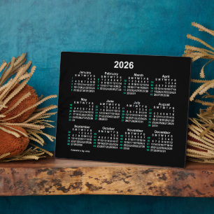 Plaque Photo Calendrier de bureau ISO 2026 Neon 52 semaines par
