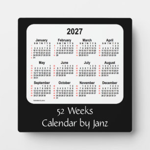 Plaque Photo Calendrier des semaines noires 2027 par Janz