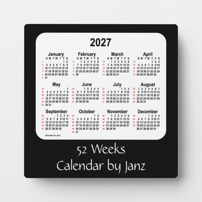 Plaque Photo Calendrier des semaines noires 2027 par Janz (Devant)