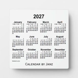 Plaque Photo Calendrier du bureau blanc 2027 par Janz