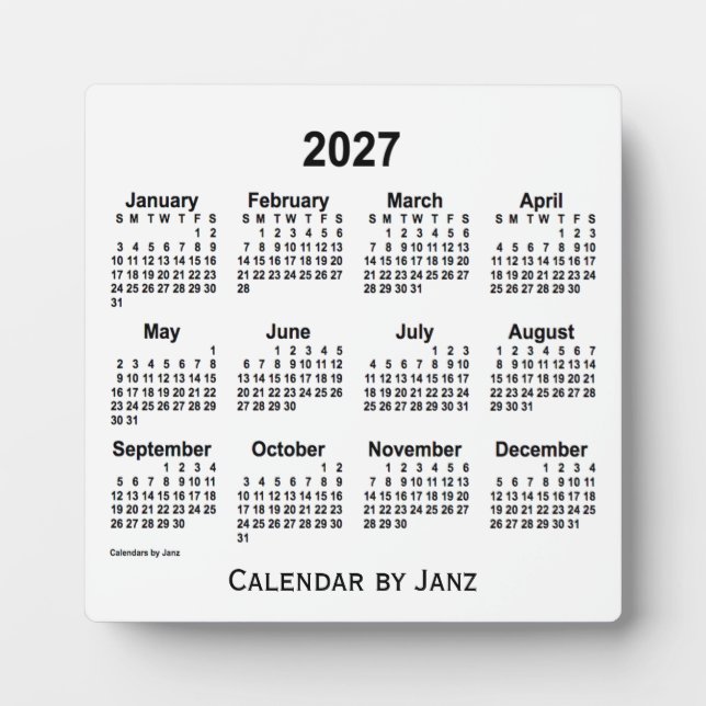 Plaque Photo Calendrier du bureau blanc 2027 par Janz (Devant)