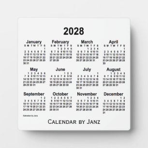 Plaque Photo Calendrier du bureau blanc 2028 par Janz