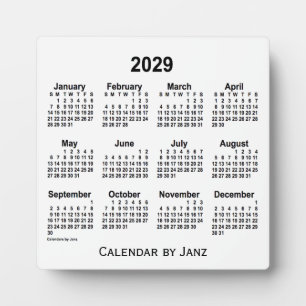 Plaque Photo Calendrier du bureau blanc 2029 par Janz