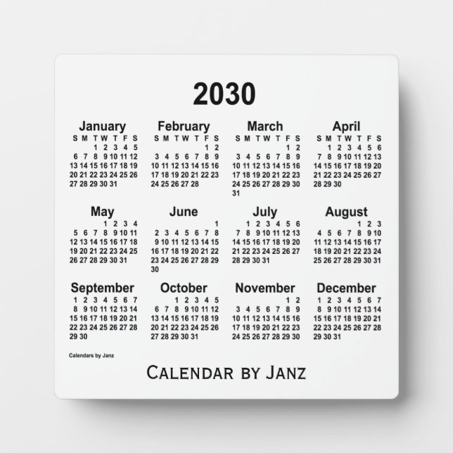 Plaque Photo Calendrier du bureau blanc 2030 par Janz (Devant)