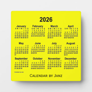 Plaque Photo Calendrier du bureau jaune 2026 par Janz