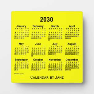 Plaque Photo Calendrier du bureau jaune 2030 par Janz