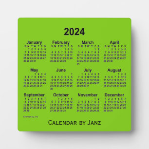 Plaque Photo Calendrier du bureau vert jaune 2024 par Janz